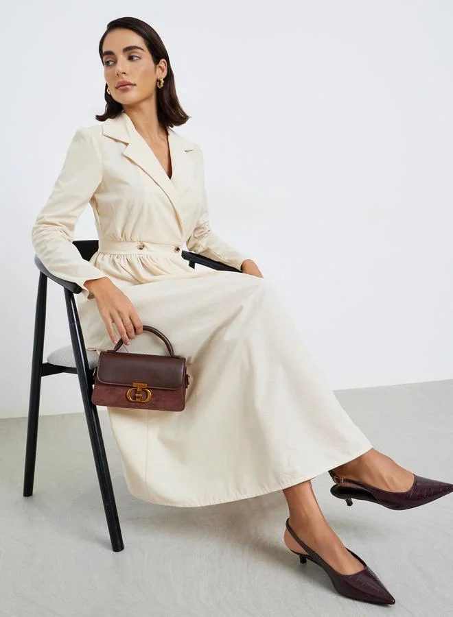 ستايلي فستان ميدي بليزر بياقة وأكمام طويلة